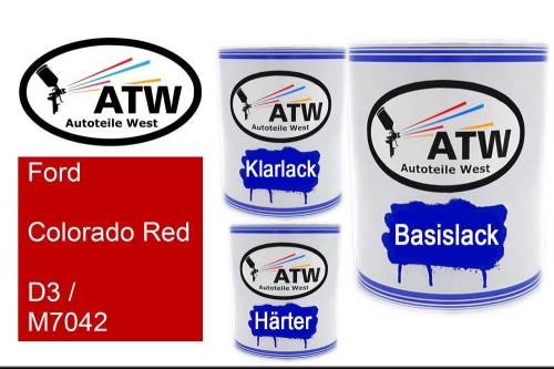 Ford, Colorado Red, D3 / M7042: 1L Lackdose + 1L Klarlack + 500ml Härter - Set, von ATW Autoteile West.